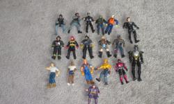 A lot of action figures for $20
superman, Indiana Jones, Police, firemen, Lord of the rings, Construction workers, SWAT.
26 action figures for $20