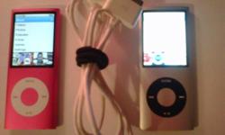 hello i am offering 2 ipod nano chromatic's one is sliver (8 gig) and is in superb condition. the other ipod is  pink (4 gig) and it also is in superb condition. comes with one charging cord (due to over use on the other charger) reason for selling is