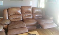 2 Leather Recliner couches for sale. Originally nice quality brown leather. Seats recline on both ends of each couch, work perfectly. Condition is decent. Upgrade your living room for CHEAP :} Price is for both... Call or email to arrange pick up....