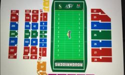 2 adult tickets
Section 8
Row 11
35 yard line, behind the Rider bench
Seats 7 & 8