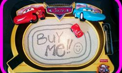 -Xposted
-Lotsa Fun for the budding artist in your family!
-Comes with two stencils of Lighting McQueen & Mater!
-The 'pen' that's attached by a black string so it doesn't get lost, is in the shape of a tool!
-There's a Lightning McQueen car that has a