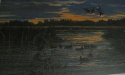 Gorgeous limited print that was commissioned and produced in Limited Prints for Ducks Unlimited Canada. It is sold out. Valued at $600 without the frame and signature.
Reduced price today.