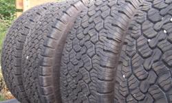Full matched set of BF Goodrich tires . off of my F350 4 X 4 One ton . 4 X LT265/70R17 tires. 85 to 90 % tread left. Tires not abused. Reason for selling gone to a more aggressive tire. 500.00 o.b.o for all four.