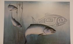 50 % OFF SUE COLEMAN SALMON ARTISTS PROOF LIMITED EDITION. As new perfect condition for framing. Salmon artists proof #13 50 artists proofs and 350 limited editions. This image was released in 1986, it measures 26" by 20" Please check her web site for