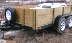 7000 lbs GVWR (Tandem 3500 lb axles) Utility Trailer / Car Hauler Trailer for sale
Dropped axles for low easy-load deck height
Deck size 6'x14'
2?x5? boxed frame, fully primed and painted with Rustoleum paint
Triangular style front hitch with 2-5/16? ball