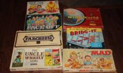 I have a collection of vintage board games.
Asking $25.00
1. Face Off A slapstick game of hockey Management 1974 Original 8 Teams (House of Games Waddingtons)
2. BRIDG-IT 1960 (Hassenfeld Brothers Canada)
3. The MAD Magazine Game (Parker Brothers) 1979
4.