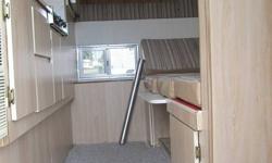 Nice older camper had some renovations.
it has a 3 burner stove, furnace, ice box, sink (needs new hose), closet, lots of cupboards, over-head bed, table and bench seating (newly upholstered) which folds into a bed.
No leaks.
Nice looking, come look!