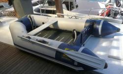 Zodiac inflatable can be rolled up for easy storage. It has both the original slat floor and an additional 3/8" marine plywood sectional floor, two aluminum paddles, removable wooden seat, air pump and storage bag. Great boat rated for 4hp motor and made