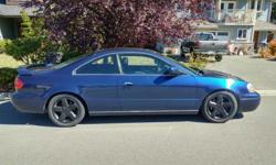 Make
Acura
Model
CL
Year
2001
Colour
Blue
kms
167000
Trans
Automatic
3.2 liter, tiptronic shifter,v-tech. All leather,sunroof,Bose sound system. Comes w 2 sets of wheels. Currently have Pirelli M&S on it. Other set low profiles w urban racer rims.
Has