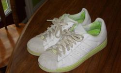 Adidas shell toe ladies sneakers white and green size 8.5