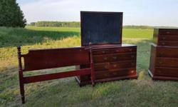 Gibbard bedroom set, includes tall dresser, 2 end tables, dresser, mirror, headboard, metal frame . Very good condition. $1000 o.b.o