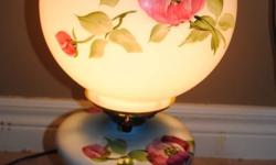 Antique Lamp White with Hand Painted Flower Design with top and bottom both lighting up in great shape $250.00