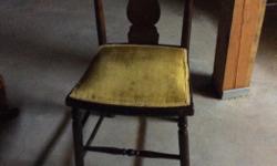 Wood upholstered antique side chair, at least 90 years old