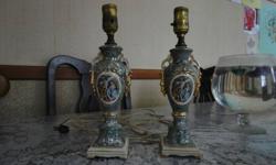 Matching pair, hand painted, No shades, both in working condition,