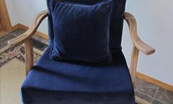Antique Victorian Arm Chair
- Navy blue velour color
- Good condition
- Solid wood arms and legs
- Matching cushion