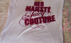 This is your opportunity to scoop up an authentic brand new Juicy Couture T-shirt at a bargain basement price (stock from my store that has since closed). In fact, the tag is still on! This white Her Majesty t-shirt is size medium although it runs