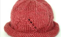 Baby Hand Knit Beanie Hat
- 100% acrylic yarn, raspberry color
- w/ roll brim
- size 3-6 months, 14" circumference unstretched at the bottom
- handmade, brand new
- $10 firm