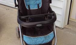 Baby Trend sold by Toy,s R Us
black and Teal in color
in very good condition