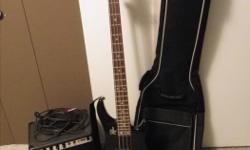 A Rogue SX-100B - BK bass guitar and an XBrand x-15B amplifier.
In great shape, not used much. Comes with guitar case. (we are located in Duncan).
