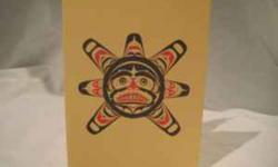 Beautiful Native Art Greeting Cards. Plain inside. Complete with envelopes. These limited edition cards are reproduced from an original screen print produced by Larry Rosso. Card size is 4.5" x 6". There are approximately 1100 cards in total. Four unique