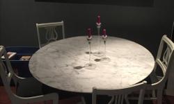 Selling this beautiful White Marble top (solid!) table, with pedistool base. Retails for $1,200.00.
Will include four chairs which have a charcol/white pinstrip cushion (retailing $100.00/each) for free!
Table is 1.12M in Diameter.
Located near Bathurst