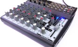 Behringer XENYX 1202FX Premium 12-Input 2-Bus Mixer, Multi-FX Processor:
The XENYX 1202FX features a total of 12 line inputs on 1/4" Phone connectors and 4 XLR microphone inputs. Channels 5/6, 7/8, 9/10 and 11/12 feature stereo paired 1/4" phone line