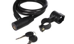 Bicycle Bike Coil Cable Lock - Black
- includes 2 flat keys & mounting bracket
- 40" x 10mm flexible vinyl covered twisted-steel cable
- snap-shut design for simple lock-up
- can be used to lock your bicycle or other valuable items
- brand new, never