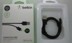 BLACK BRAND NEW BELKIN iPHONE, iPOD OR iPAD USB DATA CABLE CHARGER AND DATA SYNC WIRE IN BLACK COLOR. IT'S BRAND NEW AUTHENTIC & GENUINE BELKIN CHARGER IN RETAIL BOX LIGHTENING DATA SYNC AND CHARGER CABLE FOR IPOD TOUCH 5, IPOD NANO 7, IPHONE 5, 5C, 5S,