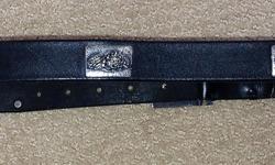 LADIES BLACK LEATHER BELT WITH METAL ROSE DECALS AND BUCKLE
BOUGHT IN SPAIN
MEASURES 32 INCHES LONG
ASKING $35
BUYER TO COLLECT