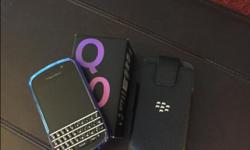 Barely used, BlackberryQ10 with gel cover, leather case, and headphones.