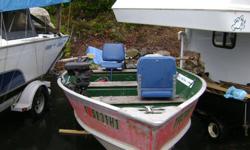 1978-14ft aluminum Lund boat. Comes with 1978 25hp Johnson,2 scotty electric down riggers, oars, anchor, 2 swivel seats, fish finder, 2 gas tanks--one 5gal. and one 2.5 gal.Trailer is included.Has spare tire and bearing buddies