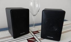 MINIMUS 3.5 Realistic speakers (5.75 in. x 3.5in. x 3.25in.)
sturdy hard case, 15 W,
(wine glass in photo for size)