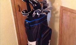 Complete set of Adams Idea golf clubs with bag. All items never used. Driver 10.5 degree, 3 & 5 woods, 4 & 5 hybrids, 6,7,8,9, irons, pw and sw, mallet style putter. Phone 250-723-7769.