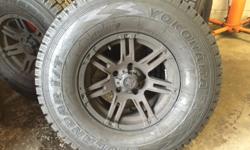 These tires and rims are brand new the rims fit 99 to 2004 ford f 150 two or four wheel drive.
tire size LT 285 75 R 16