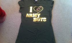 Brand New with tags attached, sz small, says I <3 ARMY BOYS