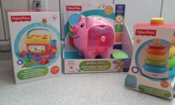 3 brand new toys appropriate for kids 6 months and up. Still in the boxes! $25 for all three.