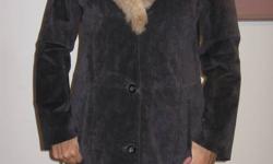 Brown Suede coat with Fur Collar. Only worn once so practically brand new. $50.00 Firm