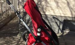 The Bugaboo Cameleon stroller is versatile, easy to handle, and a smooth ride for you and baby! Small wheels in front and large wheels in back for more agility - handle flips to put large wheels in front for rough terrain. Large canopy that can sit half