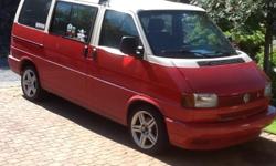 Make
Volkswagen
Model
Eurovan
Year
1993
Colour
Red and white
Trans
Automatic
2.5 liter inline 5 cylinder. Refurbished in 2009. Vehicle body was Refurbished and painted in 2010. Mechanically the engine is running well but the transmission is in a limp