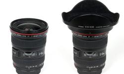 The EF 17-40mm f/4L USM Lens from Canon is a high quality "L" series wide angle zoom lens for full frame and APS-C size DSLR cameras. It combines one high-precision molded glass aspherical element and two replica aspherical lenses to achieve the extended