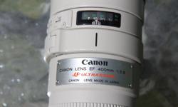 Canon "L" lenses which both work on Canon EF full-frame cameras and EF-S cameras like the 40-70 D series and 7D and a host of other models.
EF 400mm f5.6 L--This is a lightweight super-tele lens which is very sharp and auto-focuses very fast. It doesn't
