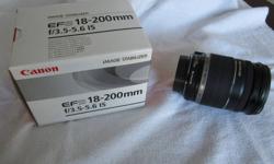 For sale - 
Canon EFS 18-200 mm f3.5/5.6 Image Stabilization Lens.  Mint condition.  Comes with original box and packaging.
