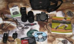 Gently used 1 year old T1i
This camera takes amazing photos I just need the money and I am downgrading to a canon power shot. This camera DOES take excellent video!
Comes with:
*Lower Pro Bag (Case)
*17-55mm zoom lens/macro
*75-300mm zoom lens
*Does NOT