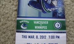 NOTE: I have only ONE TICKET for sale to this game
Thurs, March 8, 2012
Section 304, Row 5
On side Jets shoot in 1st & 3rd periods
$80 FIRM (any offers of less will be ignored)
(face value on hard copy ticket is $90)
Pick up most times this week
One block