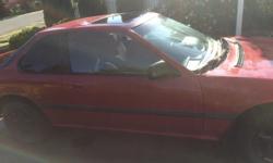 Make
Honda
Model
Prelude
Year
1988
Colour
red
kms
200000
Trans
Manual
CAR RUNS GREAT perfect for new driver or work Vehicle New tires ,New Breaks , new wipers , new rims , new muffler , new oil change , new plugs , new wires , new seats , , all new fluids