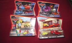 Movie Moments 2 pack of cars - asking $15 for each package obo
Sally & Cruisin' McQueen
Boost & Snot Rod
Guido & Luigi
Luigi, Ferrari F430
Movie Doubles (ToysRUs Exclusives) - asking $15 for each package
Ramone (red & purple)
Lightening McQueen (regular &