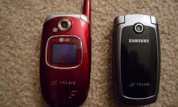 Cell Phones
 
- Two cell phones for sale, one LG and one Samsung
- Each phone has a camera & comes with a charger
- Each phone would make be a good backup phone
- $10.00 per phone
- Call Larry at 403-307-7397 (day) 403-358-3460 (evening)