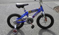Hot Wheels Child's Bike with training wheels, 12" tires. Good condition. $25.00 Call 250-331-1926