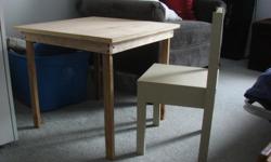 Home made child's table and chair 22"high table top is 24" square