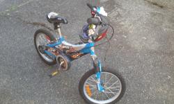Childs bike, not riden much at all. Seat hight extends from about 20 to 25 inches in height measured from ground. Has rear hand brake. Comes with helmet.